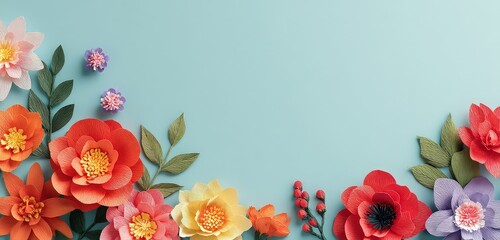 Floral Arrangement With Artistic Design Against Light Blue Background