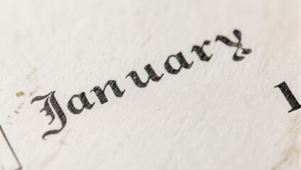 Close up of the word January written on a calendar page.