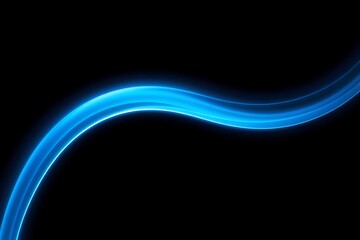 Generative AI luminous blue wave on black background gradient.