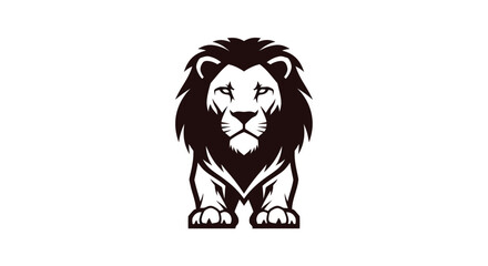 Bold black and white lion emblem with detailed mane and focused gaze