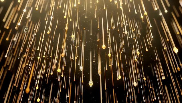 Elegant 4K Ultra HD abstract background footage featuring a sophisticated gold gradient rain blur effect interspersed with delicate white dots on the background making it highly suitable for digital