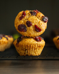festive cranberry and orange muffin close-up