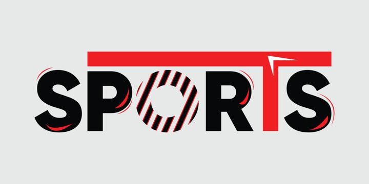 Sports Vector Typography Logo Design Dynamic Red and Black Lettering with Striped Graphic Element for Athletic Events, News, and Fitness Branding - Powered by Adobe