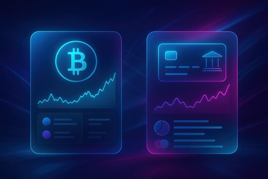Visualizing cryptocurrency trends with data driven insights depicted through glowing graphics showcasing Bitcoin market analysis and finance performance updates