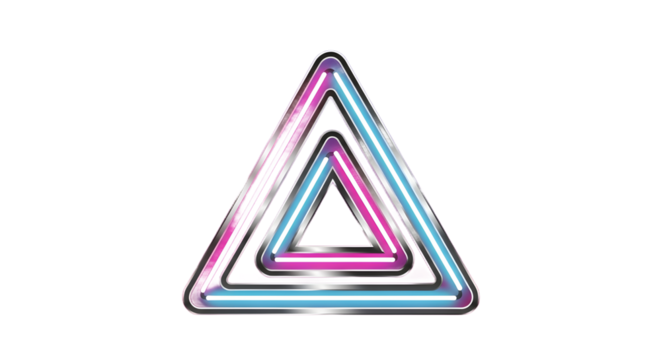 Neon geometric symbol on dark background