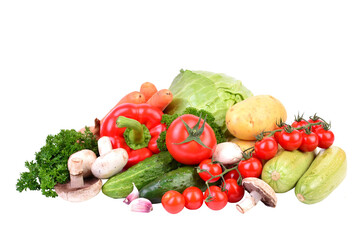 Fresh vegetables isolated on white background