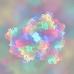 Fototapeta premium Intricate 3D Rendering of a Diverse Protein Structure in Soft Pastel Hues, Symbolizing Complex Biological Systems and Cutting-Edge Scientific Research
