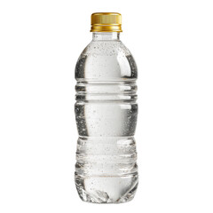 Plastic water bottle golden cap with liquid png drink png hydration png beverage png amber png refreshment png reusable png container png fitness png transparent background image [memory:6]