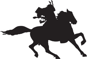 日本の戦国時代の武将の騎乗シルエット