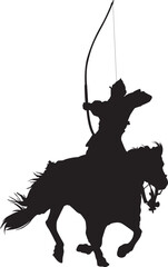 日本の伝統祭事である流鏑馬のシルエット