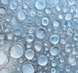 Macro photo of trapped air bubbles and patterns in transparent frozen ice