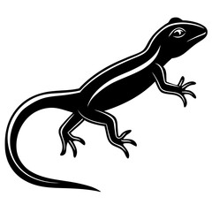 Stylized outline of a small lizard in motion silhouette isolated on white background isolated on transparent background
