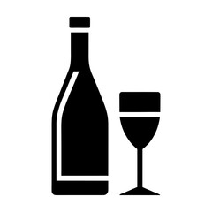 Wine Glass and Bottle Symbol Clean Vector.