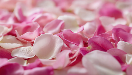 Pink and White Rose Petals in Intricate Pattern