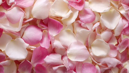 Pink and White Rose Petals in Intricate Pattern