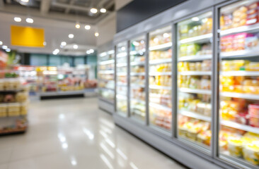 Supermarket Frozen Food Display with Glass Refrigerator Doors