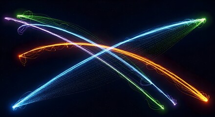 Abstract streaks of colorful light creating a dynamic and energetic visual on a dark background