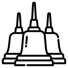 Buddhist temple. This is a vector single icon with a dashed line style. It is suitable for various purposes, including website design, mobile app design, and logo design.