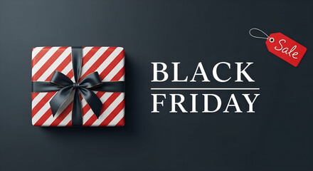 Anticipate amazing Black Friday savings with a festive gift box and a striking sale tag
