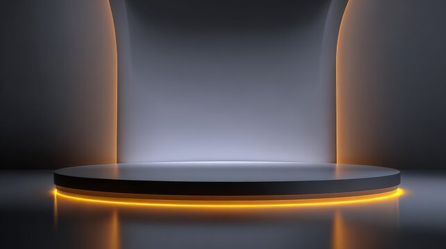 3d abstract sale background with empty stage and dynamic glow