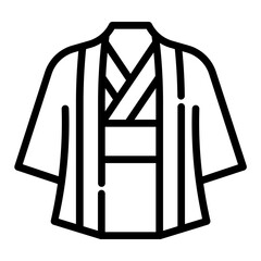 Kimono male. This is a vector single icon with a dashed line style. It is suitable for various purposes, including website design, mobile app design, and logo design.