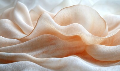 Soft waves of sheer beige fabric macro texture background