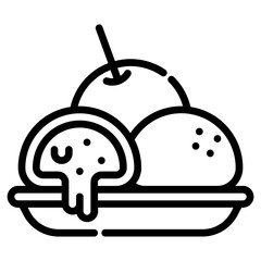 Mochi. This is a vector single icon with a dashed line style. It is suitable for various purposes, including website design, mobile app design, and logo design.