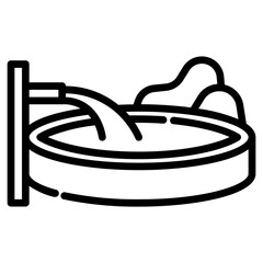 Onsen. This is a vector single icon with a dashed line style. It is suitable for various purposes, including website design, mobile app design, and logo design.