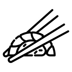 Nigiri sushi. This is a vector single icon with a dashed line style. It is suitable for various purposes, including website design, mobile app design, and logo design.