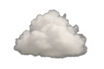 White fluffy cloud floating, light cumulus smoke vapor rendering, weather element on transparent background