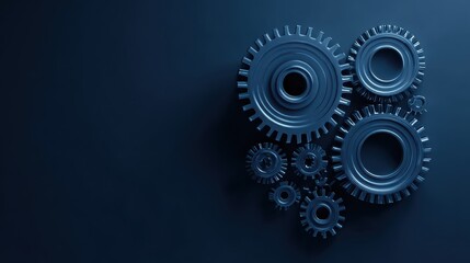 Fototapeta premium 2025 modern minimalist new year design template with gear icon on dark navy blue background