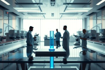 Generative AI futuristic laboratory experiment research discovery.