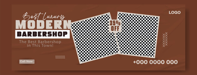 Barbershop social media square flyer and instagram haircut post banner.
Barber shop poster banner template flat design.