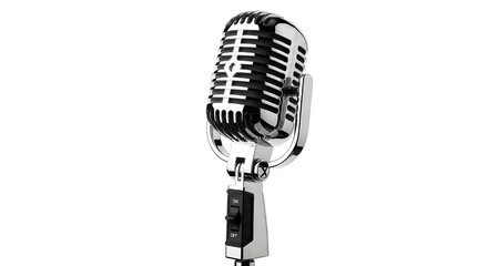 Fototapeta premium Classic retro silver microphone on a white background studio equipment