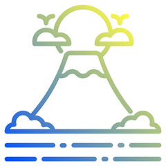 Mount Fuji. This is a vector single icon with a dashed line gradient style. It is suitable for various purposes, including website design, mobile app design, and logo design.