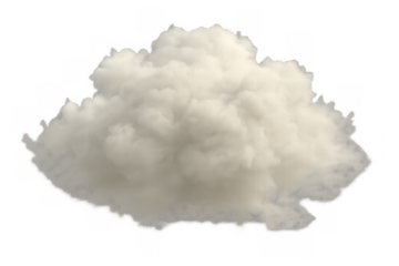 Realistic white cumulus cloud or vapor puff, isolated with transparent background, for weather, steam or smoke effect