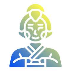Geisha. This is a vector single icon with a solid gradient style. It is suitable for various purposes, including website design, mobile app design, and logo design.