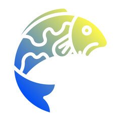 Koi fish. This is a vector single icon with a solid gradient style. It is suitable for various purposes, including website design, mobile app design, and logo design.