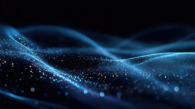 elegant blue abstract background with glowing particles and wavy lines sparkle design for modern presentations and digital art