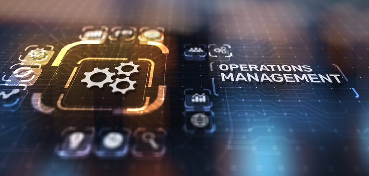 Operation management Business process control optimisation industrial technology concept.