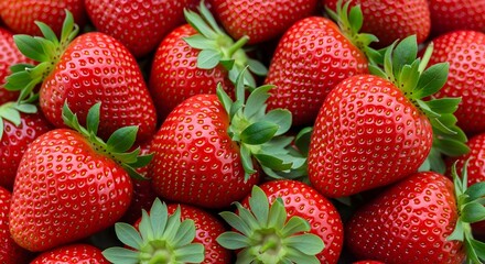 Fresh ripe strawberries piled high create a vibrant and delicious fruit background