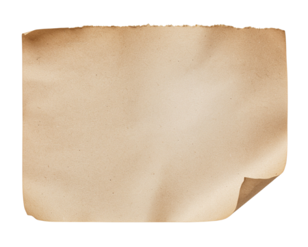 Old brown torn blank paper on a transparent background PNG