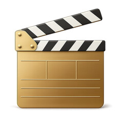 Fototapeta premium Golden Clapperboard: A Symbol of Cinematic Excellence and Film Production, Showcasing Movie Making, Filmmaking, Hollywood Glamour, and the Magic of Storytelling on the Big Screen - High Resolution