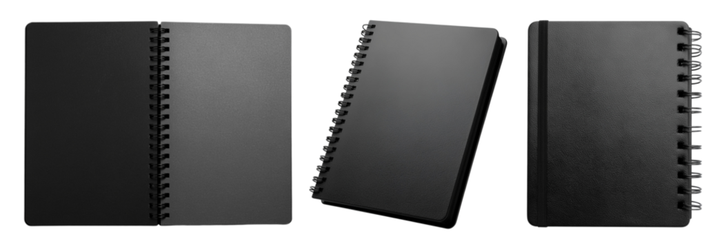 PNG Assorted black book diary blank cover notebook, element set on transparent background - Powered by Adobe