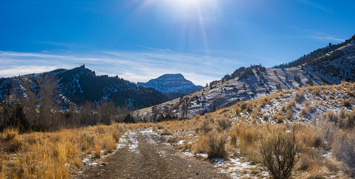 Dirt Trail in Wyoming Wilderness Rockies - Powered by Adobe