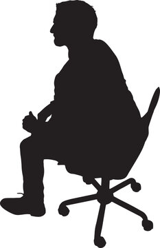 high angle view of silhouette back side view of a man sitting on chair