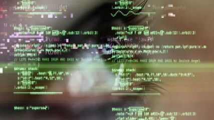 macro of eye with reflected code and data - Powered by Adobe