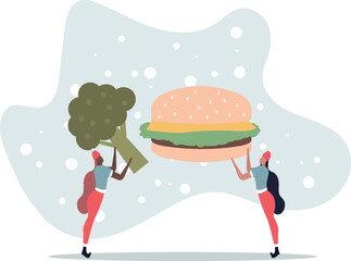 Unhealthy nutrition concept. Diet and ration, active and sedentary lifestyle.life and employment of people.