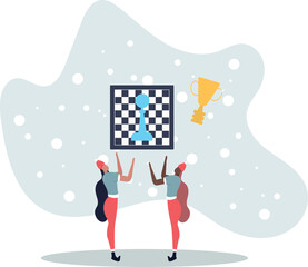 People hobbies and favorite activities.woman rivals contenders for the cup. concept of chess and board games.life and employment of people.