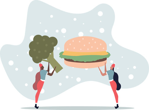 Unhealthy nutrition concept. Diet and ration, active and sedentary lifestyle.life and employment of people.